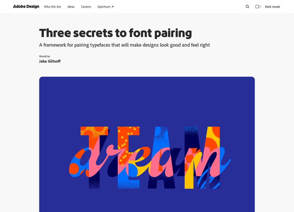 Screenshot of Adobe Design - Three Secrets to Font Pairing