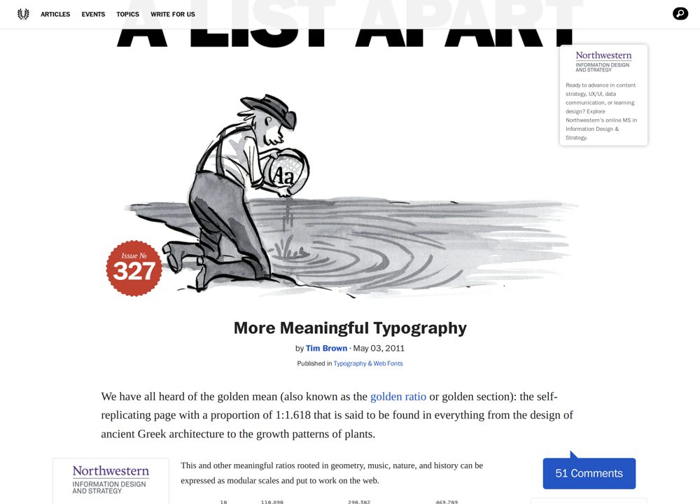 Screenshot of A List Apart - More Meaningful Typography