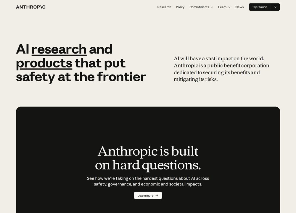 Screenshot of Anthropic - AI Research