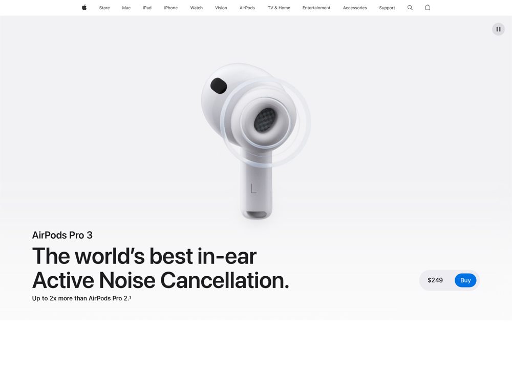 Screenshot of Apple AirPods Pro 3 Product Page
