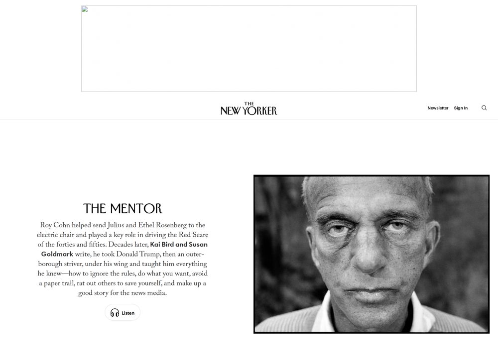 Screenshot of The New Yorker - Editorial Magazine