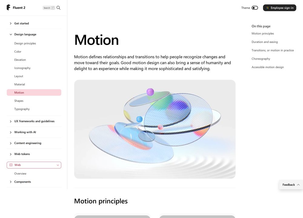 Screenshot of Fluent 2 Design System - Motion