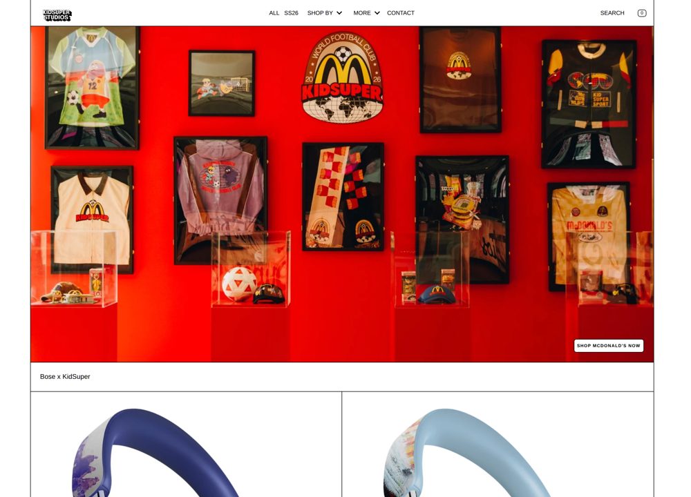 Screenshot of KidSuper - Streetwear E-commerce with Gallery Aesthetic