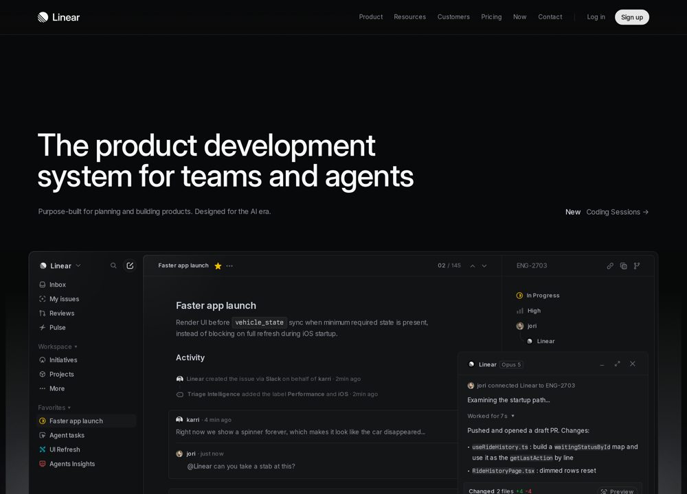 Screenshot of Linear - Product Development System
