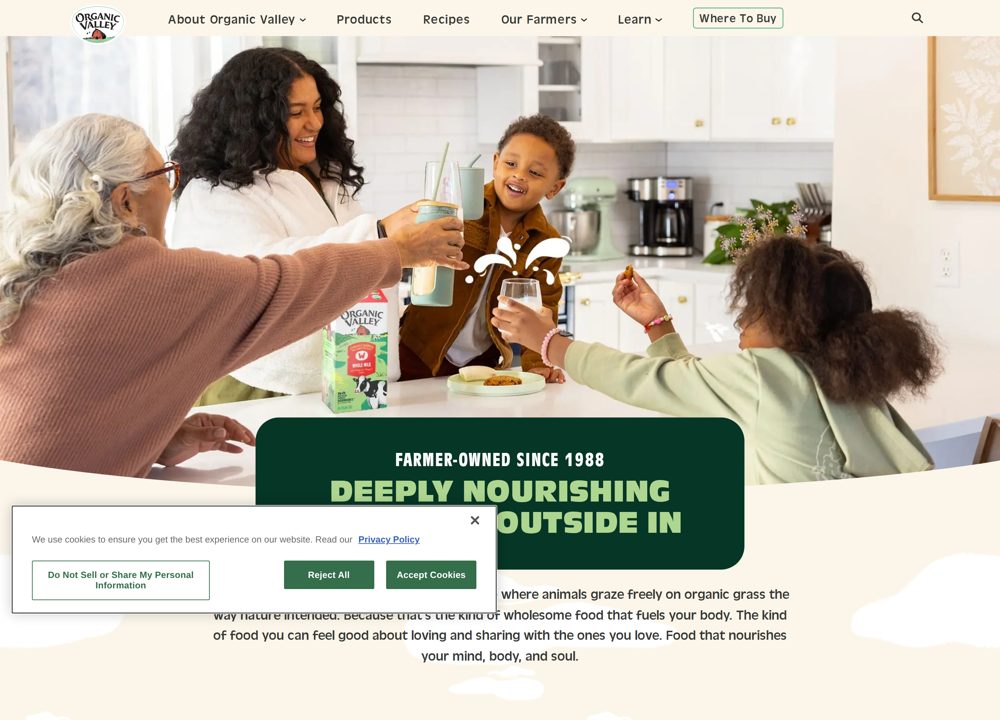 Screenshot of Organic Valley Cooperative