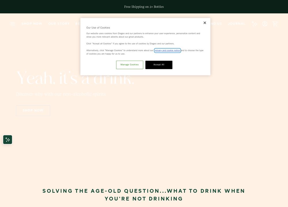 Screenshot of Seedlip Non-Alcoholic Spirits