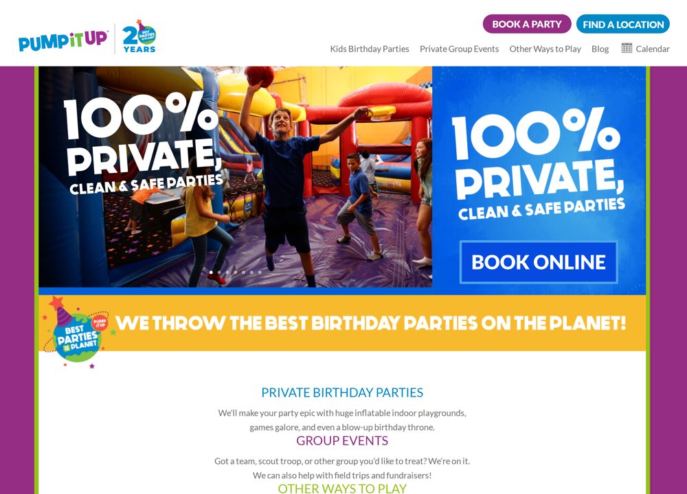 Screenshot of Pump It Up - Kids Birthday Party Venue
