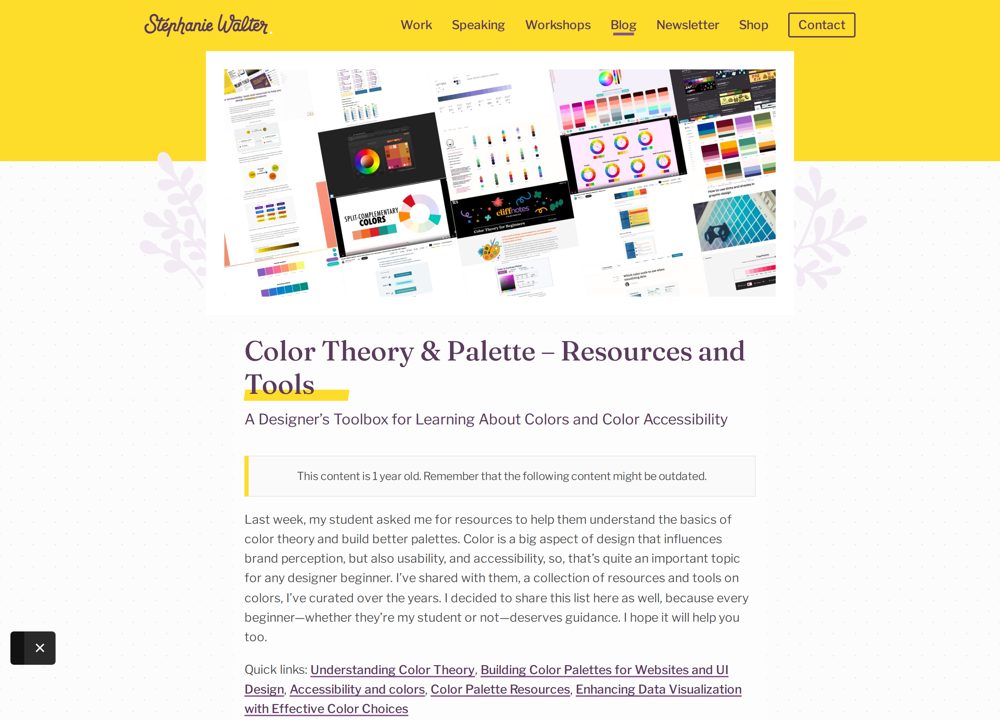 Screenshot of Stéphanie Walter - Color Theory & Palette Resources